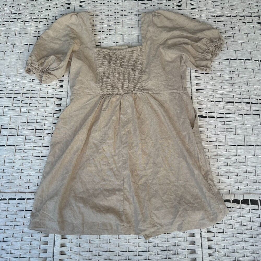 Linen Cottagecore Women's Beige Dress XL Old Navy - Picture 2 of 9